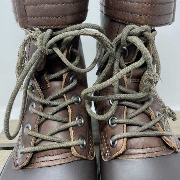 Hunter Lace Up Shearling Lined Duck Boots In Brown Size 9 - Picture 5 of 9